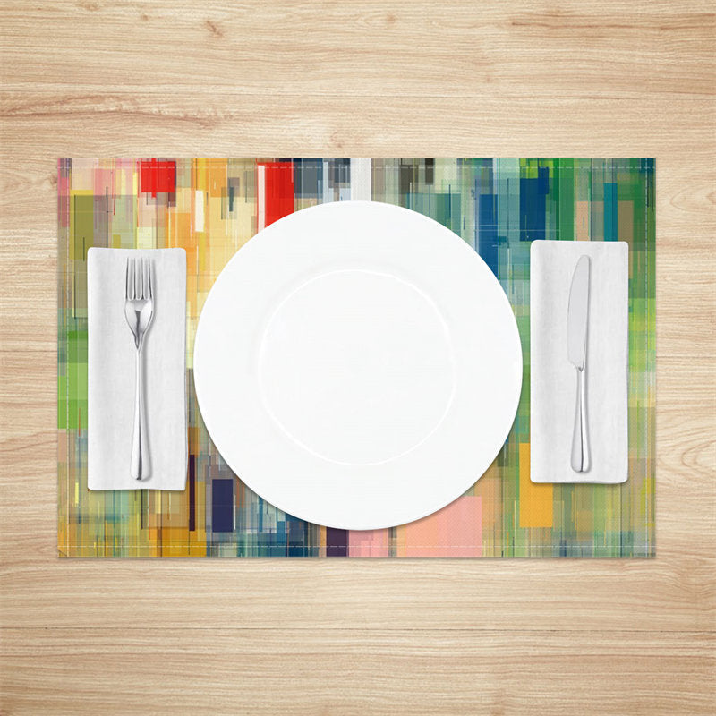 Abstract Green Oil Paint Placemats Set