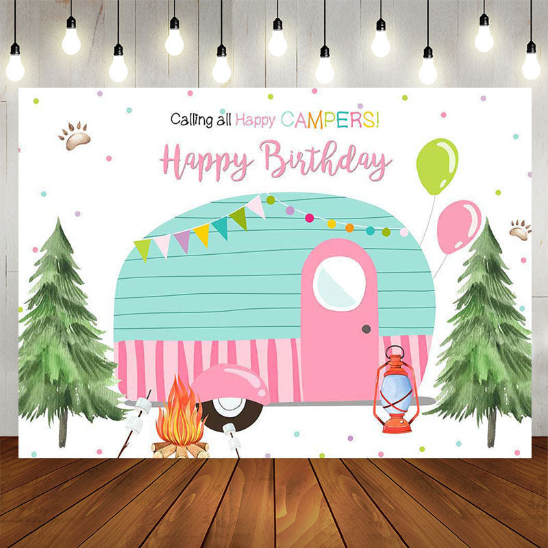 Aperturee Camping Birthday Backdrop