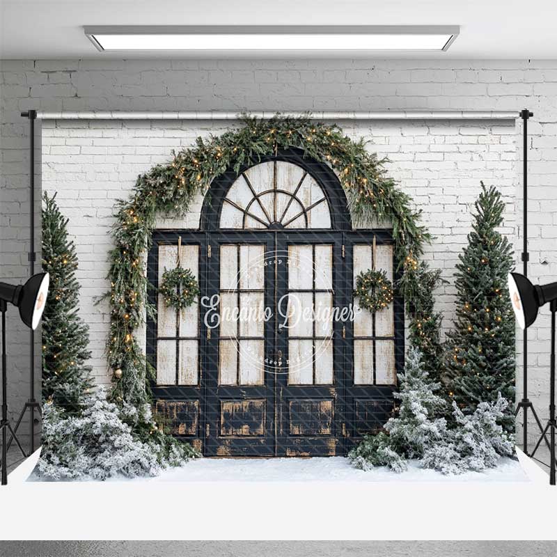 Aperturee Christmas Front Door Backdrop