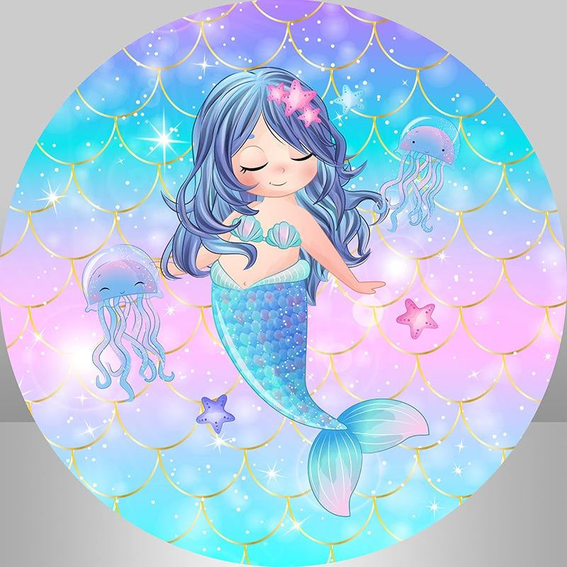 Aperturee Glitter Purple Mermaid Backdrop