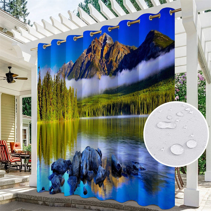 Aperturee River Landscape Outdoor Curtains