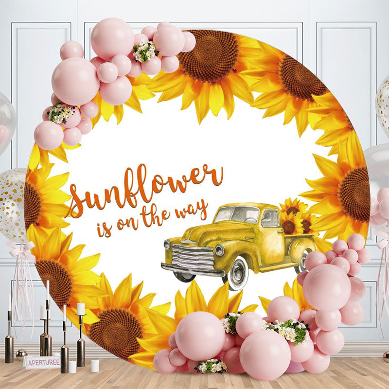 Aperturee Round Yellow Birthday Backdrop
