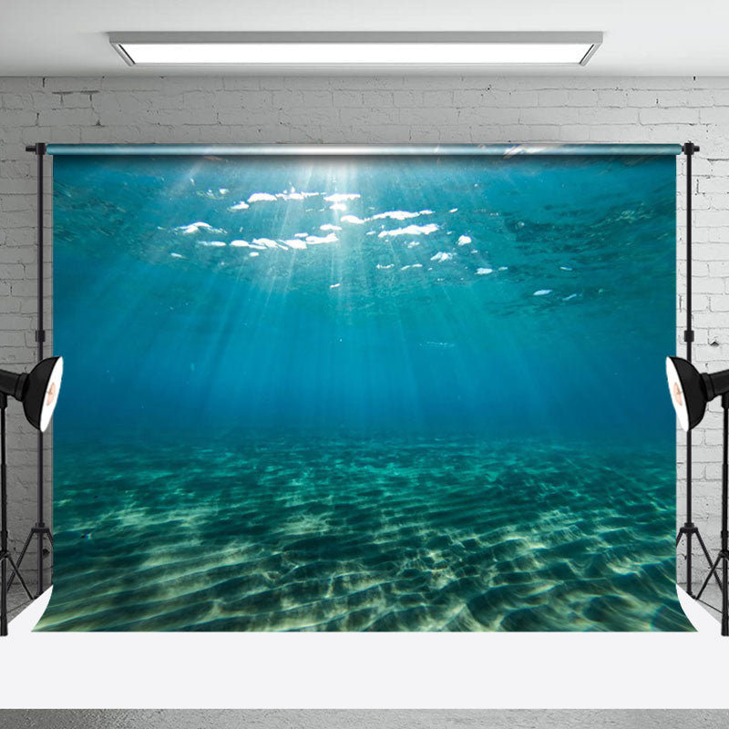 Blue Underwater Sandy Sea Bottom Backdrop