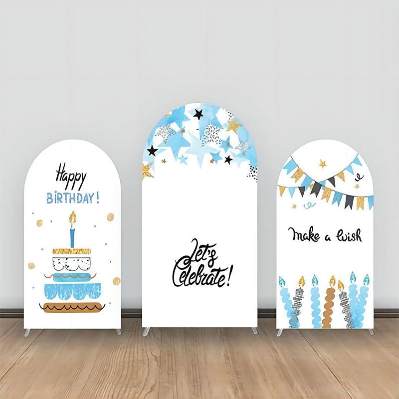 Blue White Birthday Arch Backdrop Kit