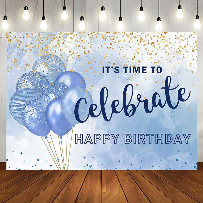 Celebrate with Blue Balloon Backdrop