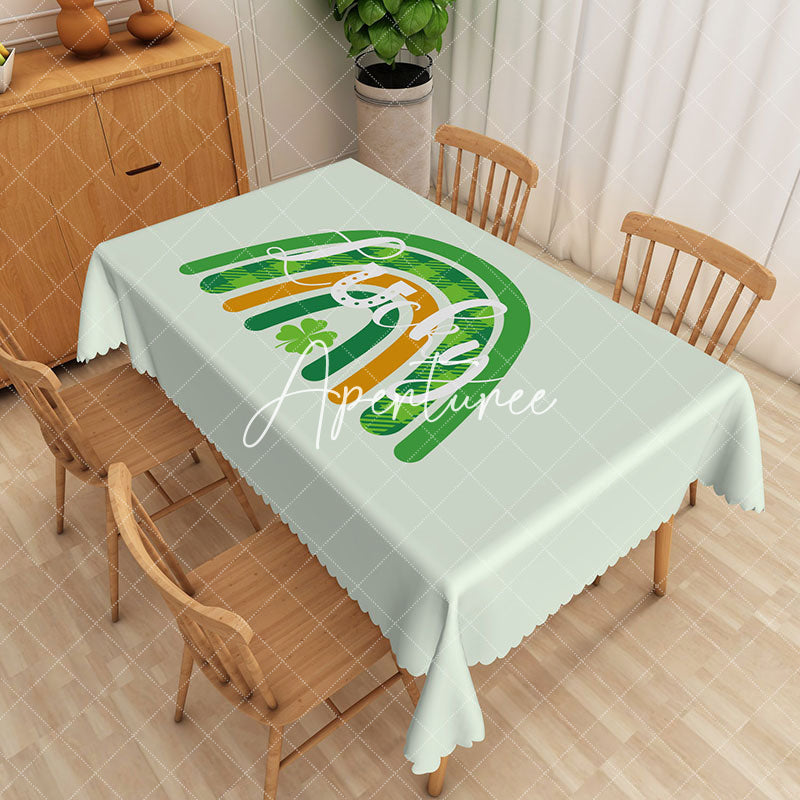 Charming Green Gold Rainbow Tablecloth