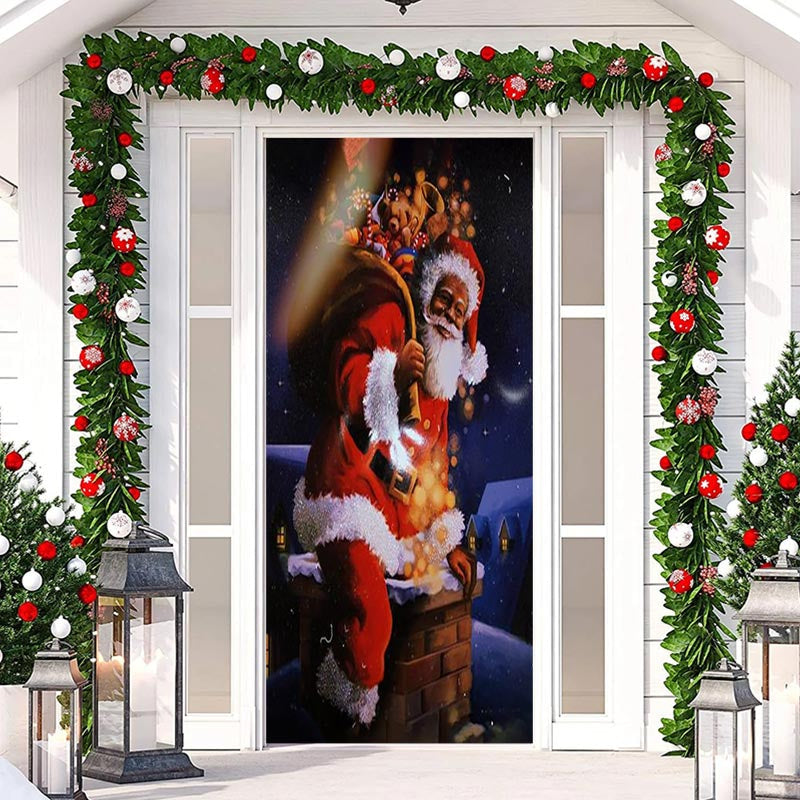 Chimney Santa Claus Christmas Door Cover