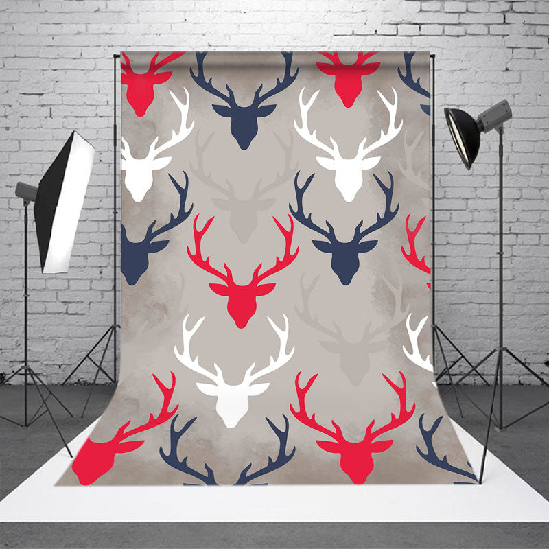 Colorful Deer Silhouettes Photo Backdrop