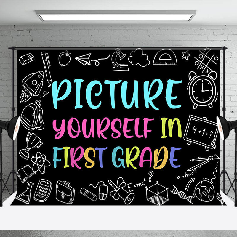Colorful First Grade Backdrop for School Photos