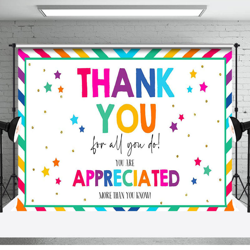 Colorful Stars Thank You Backdrop Decor