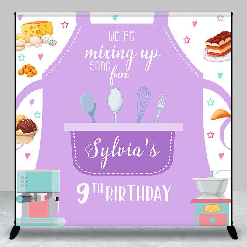 Custom 9th Birthday Fun Apron Backdrop