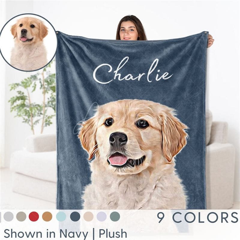 Custom Pet Photo Oil Painting Blanket