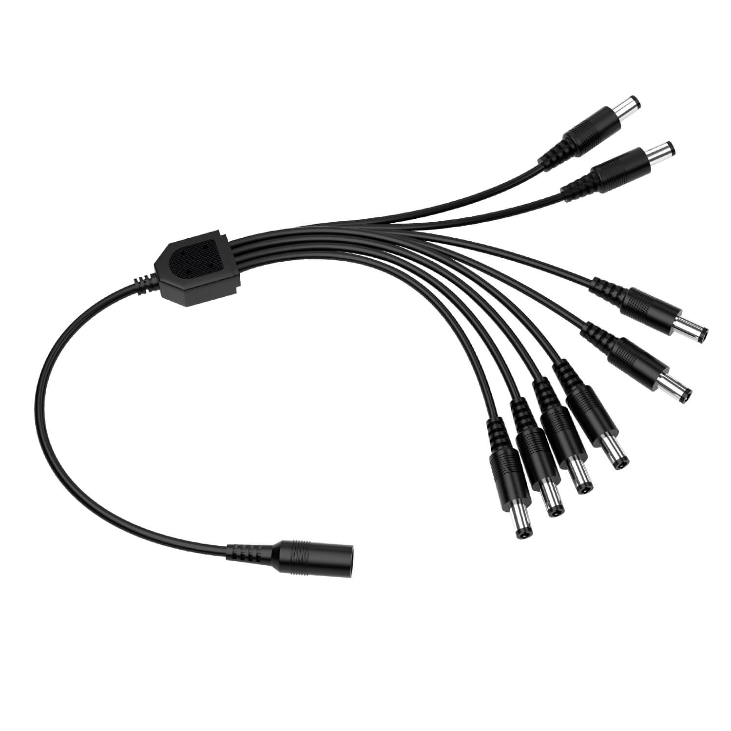 DC Power Splitter Y Adapter with 8 Outputs