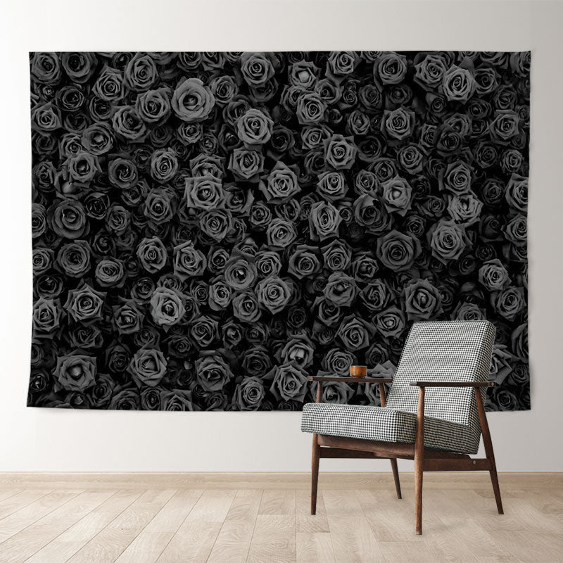 Elegant Black Rose Valentines Day Backdrop