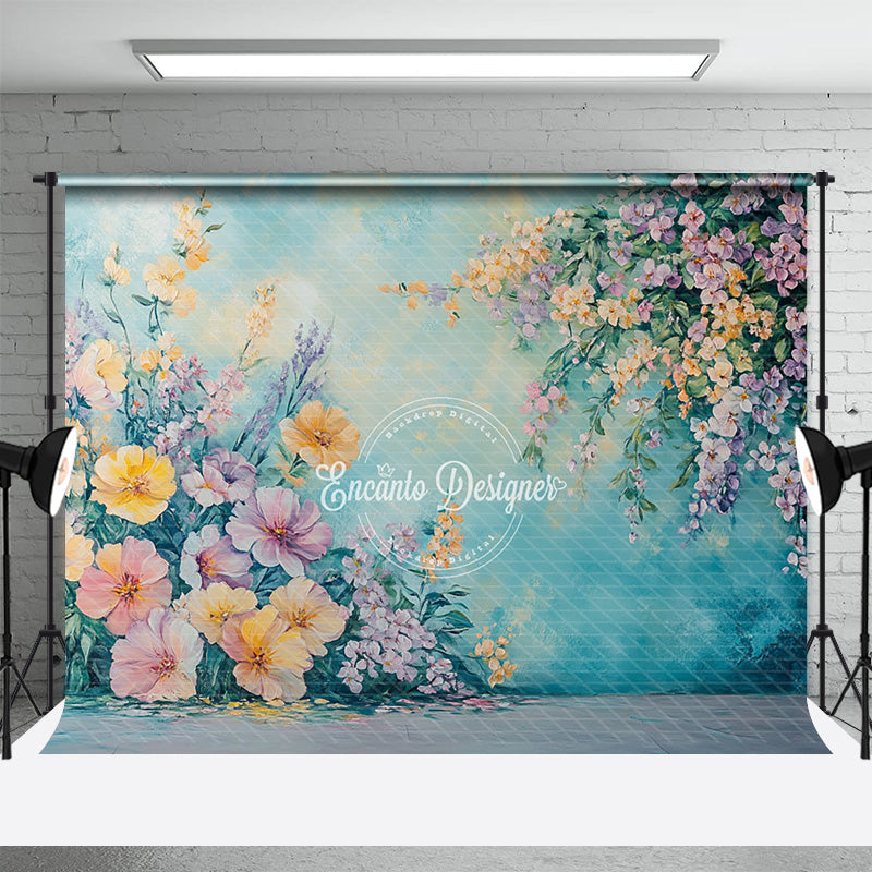 Floral Ink Wash Painting Backdrop