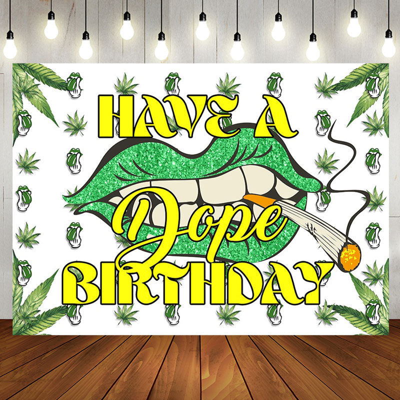Green Cannabis Birthday Backdrop Design