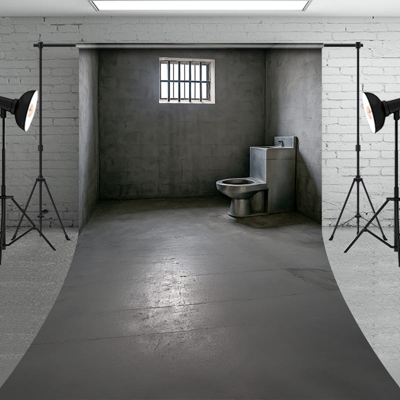 Gritty Concrete Jail Room Backdrop
