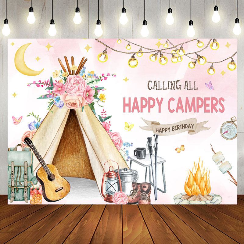 Happy Campers Tent Birthday Backdrop