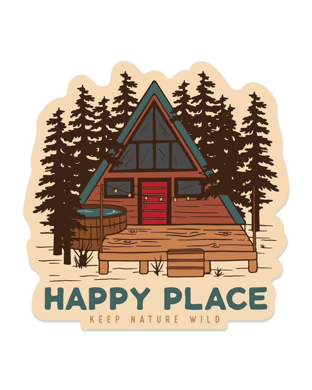 Happy Place A-Frame Cabin Sticker