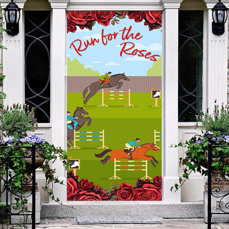 Kentucky Derby Cartoon Door Cover