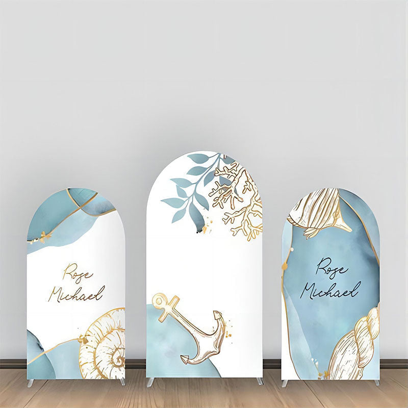 Lake Blue Gold Line Leaves Arch Kit