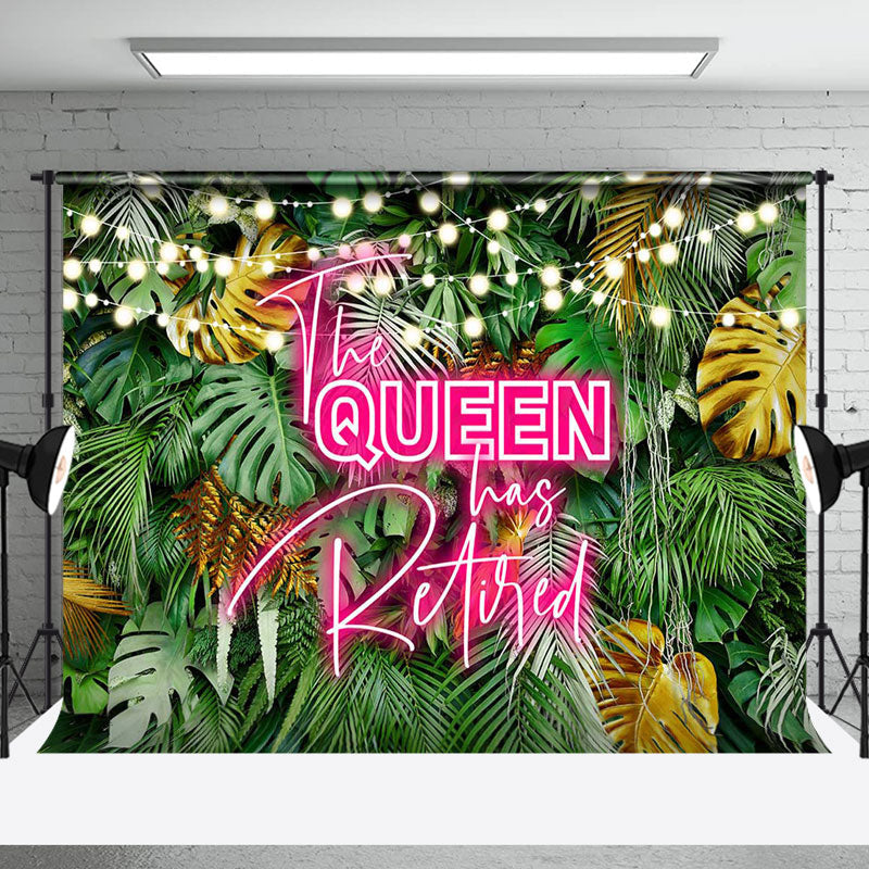 Light Monstera Neon Retirement Backdrop