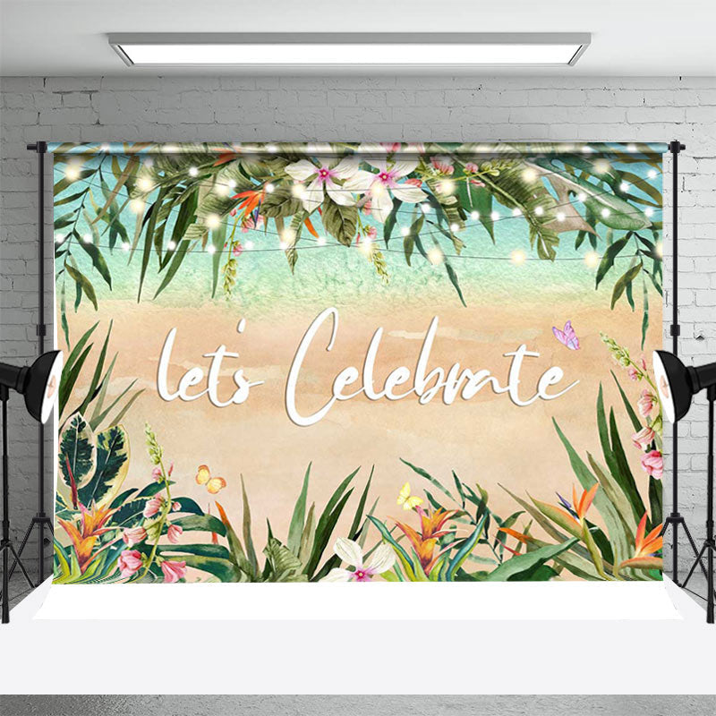 Monstera Sand Beach Party Backdrop