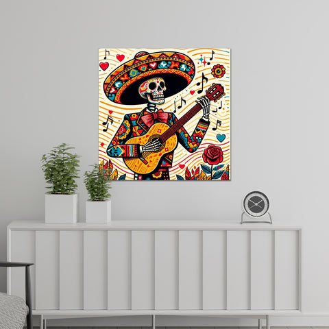 Musical Skull Artwork with Vibrant Colors