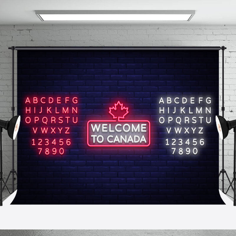 Neon Brick Wall Canada Day Backdrop