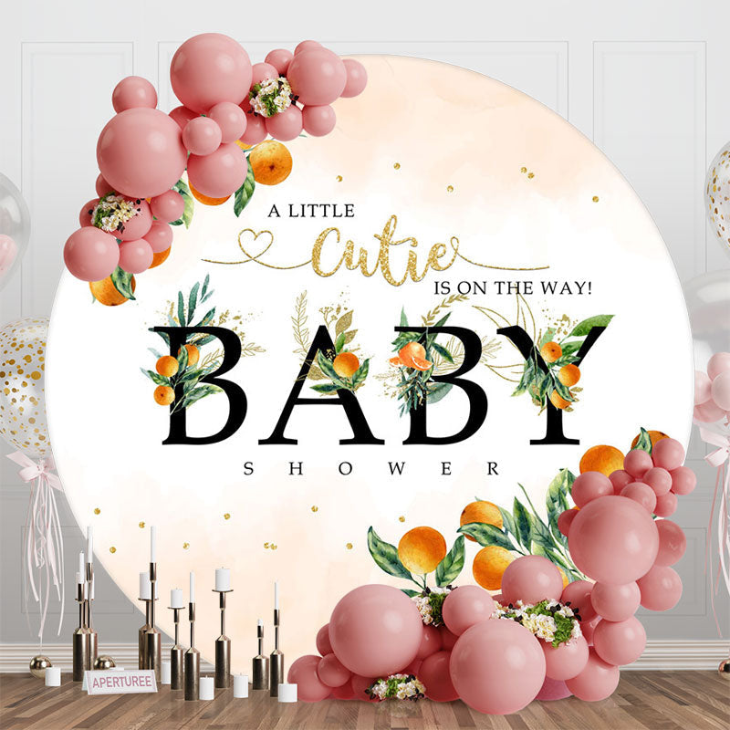 Oranges Green Leaf Baby Shower Backdrop