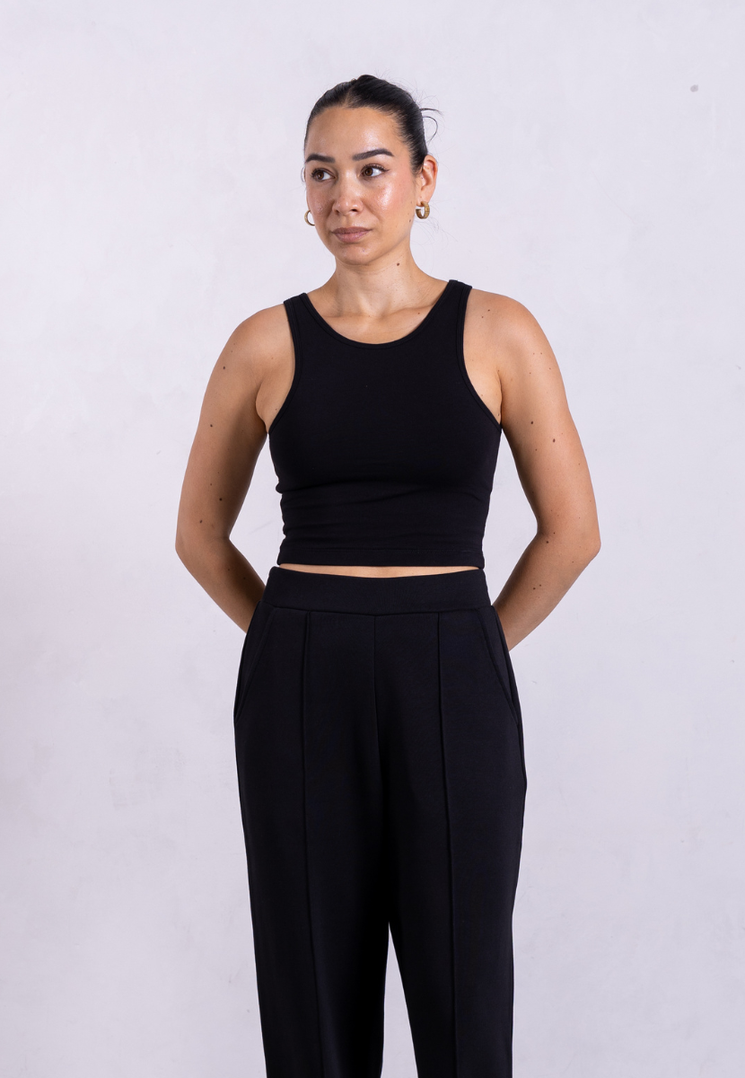 Organic Cotton High-Neck Cropped Tank