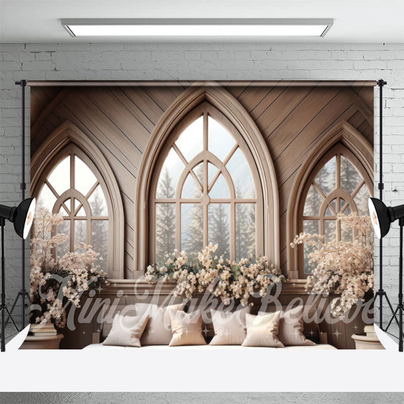 Peaked Wooden Floral Headboard Backdrop