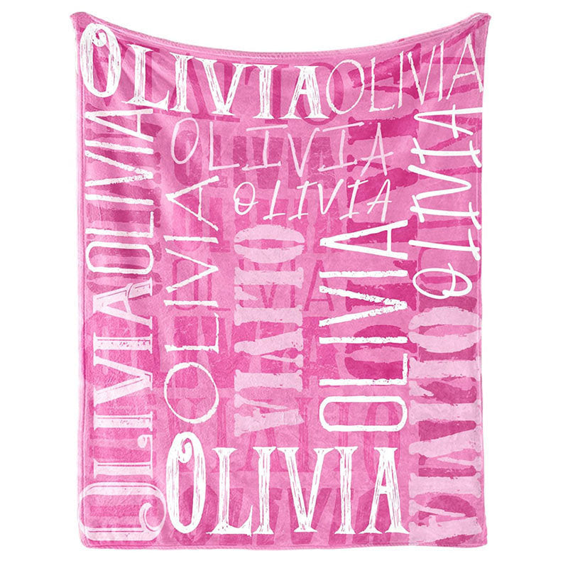 Personalized Pink Text Photo Blanket