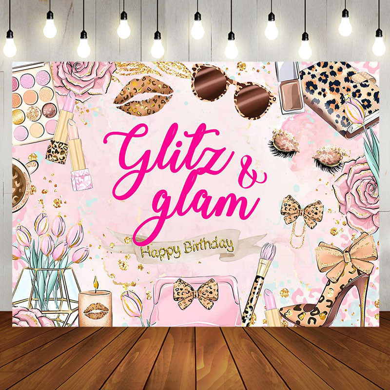 Pink Floral Makeup Backdrop for Parties