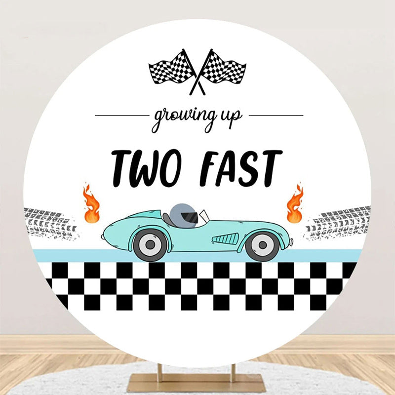 Plaid Green Racing Car Backdrop