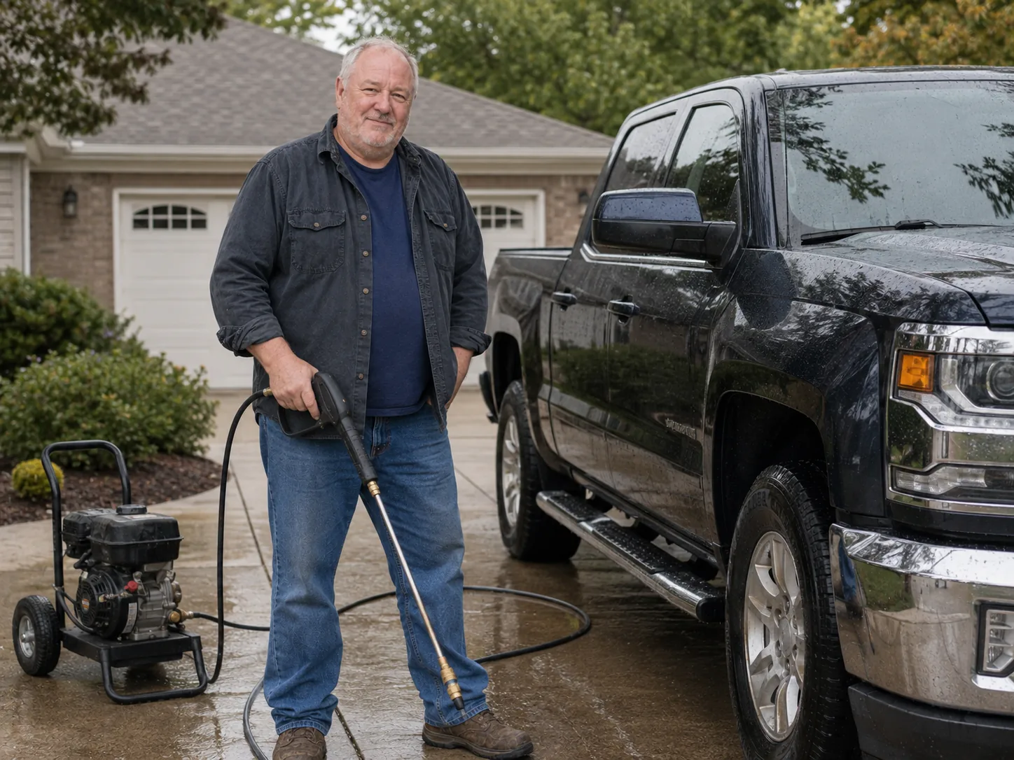 Ray D. Berryman with professional pressure washing equipment