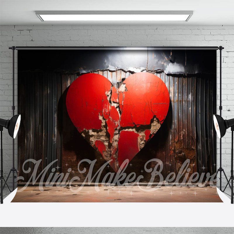 Red Broken Heart Wooden Backdrop