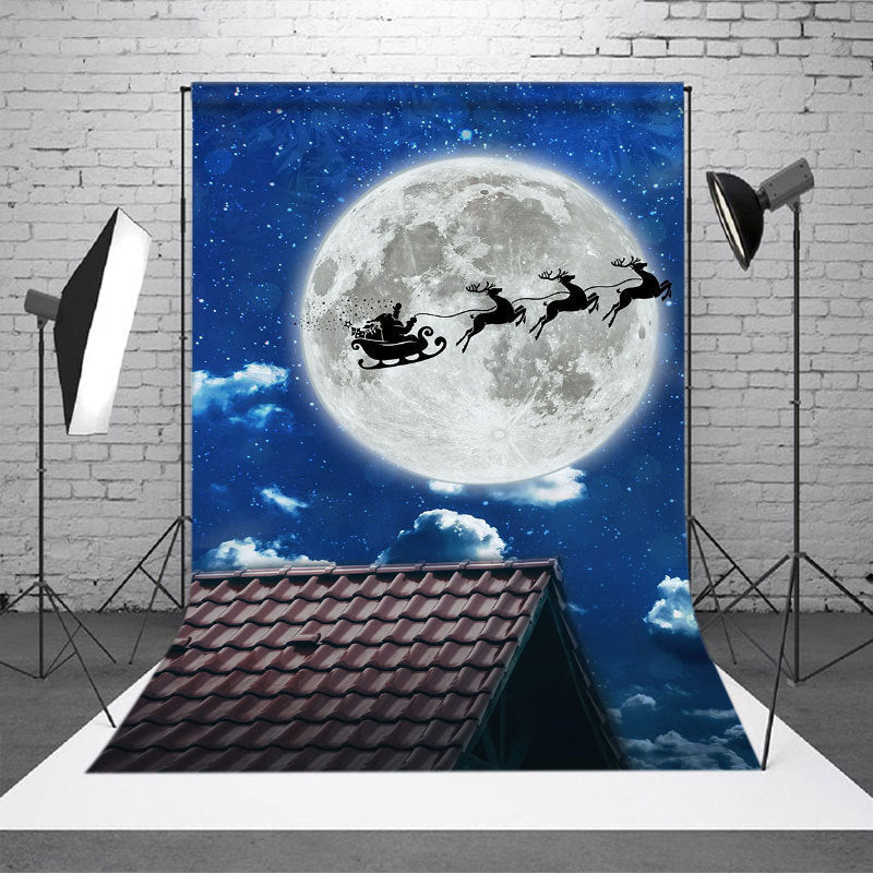 Reindeer Sleigh Christmas Photo Backdrop