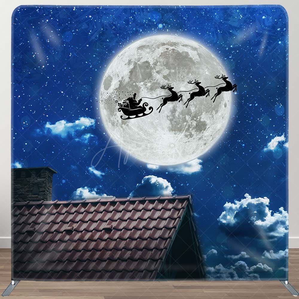 Reindeer Sleigh Santa Moon Pillow Backdrop