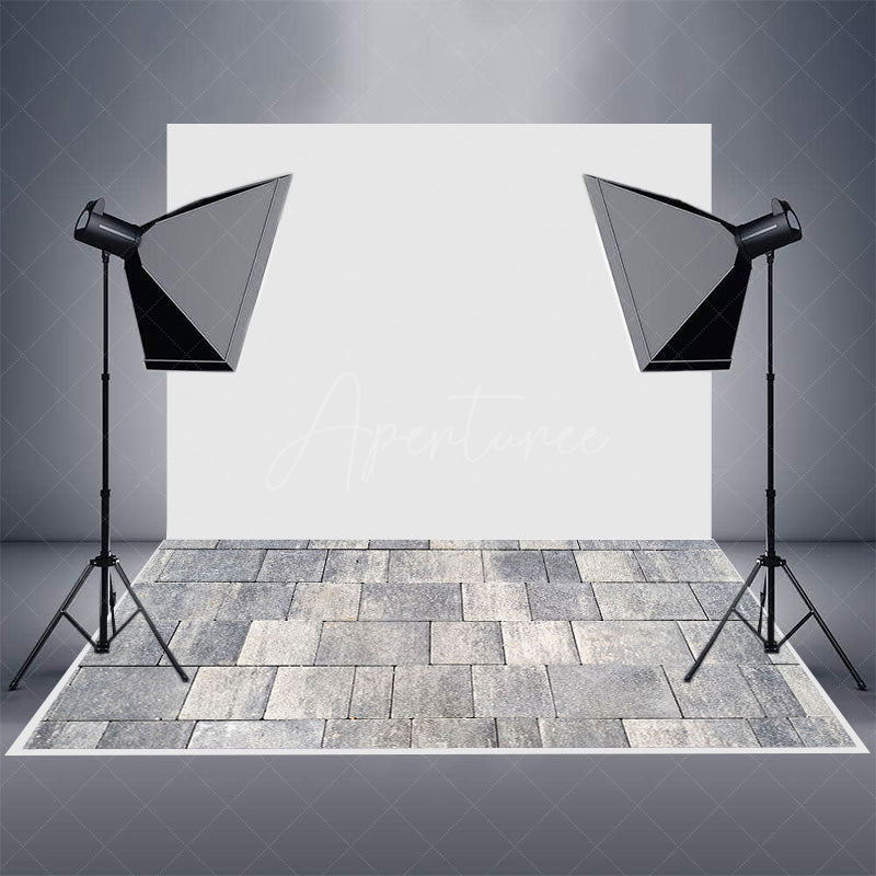 Retro Grey White Paving Stones Mat