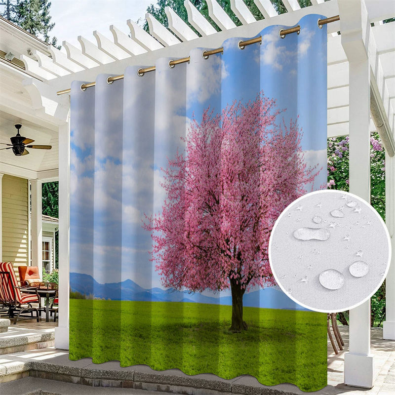 Sakura Tree Waterproof Outdoor Curtains