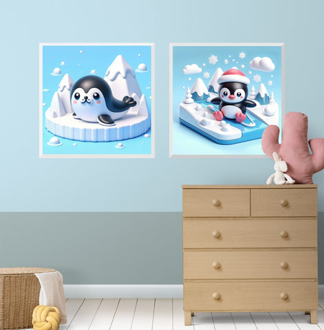 Snowy Seal and Penguin Playtime