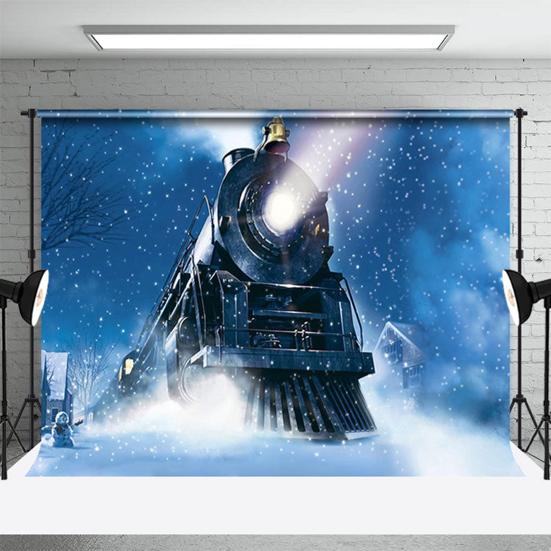Steam Locomotive Light Winter Backdrop