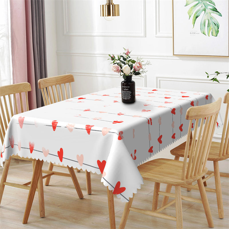 Stylish Red Heart Tablecloth by Aperturee