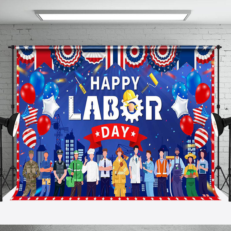 USA Flag People Balloons Backdrop