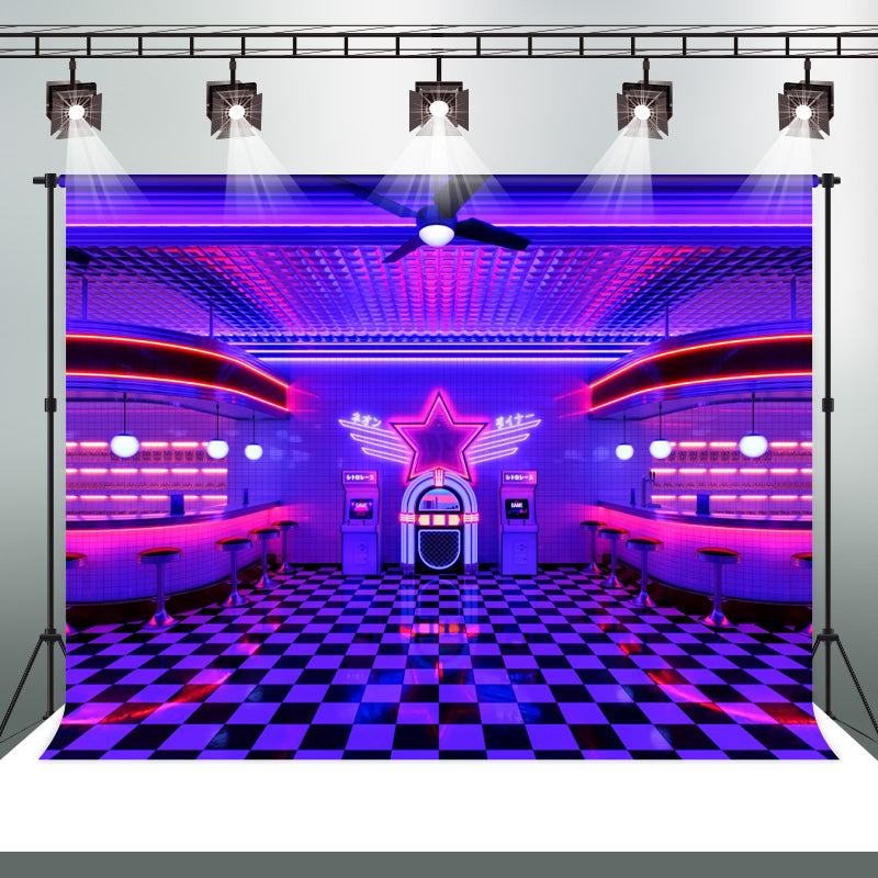 Vintage Neon City Stage Backdrop