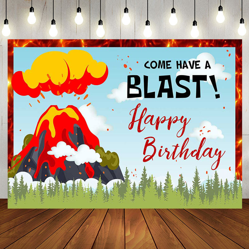 Volcano Eruption Birthday Backdrop